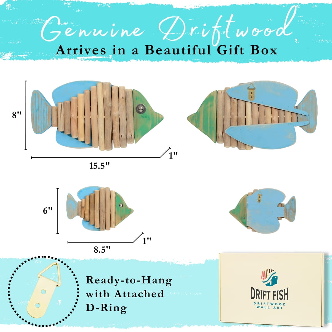 2-Piece Handmade Driftwood Fish - SPECTER