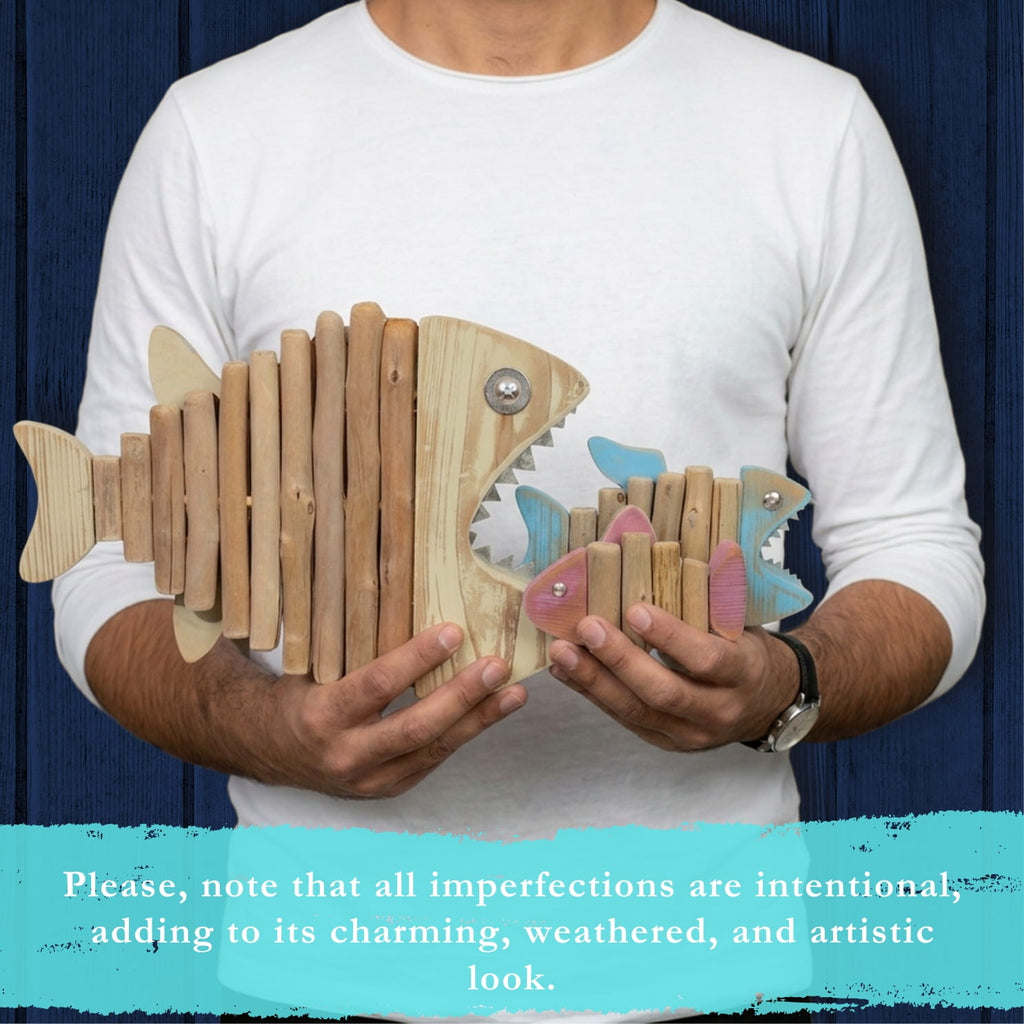 3-Piece Handmade Driftwood Fish - SKELLY