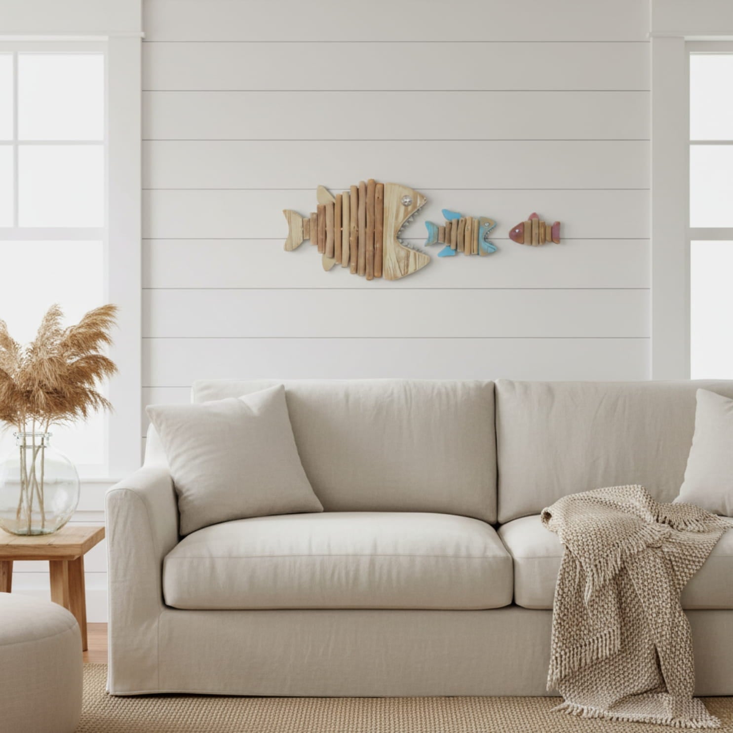 3-Piece Handmade Driftwood Fish - SKELLY
