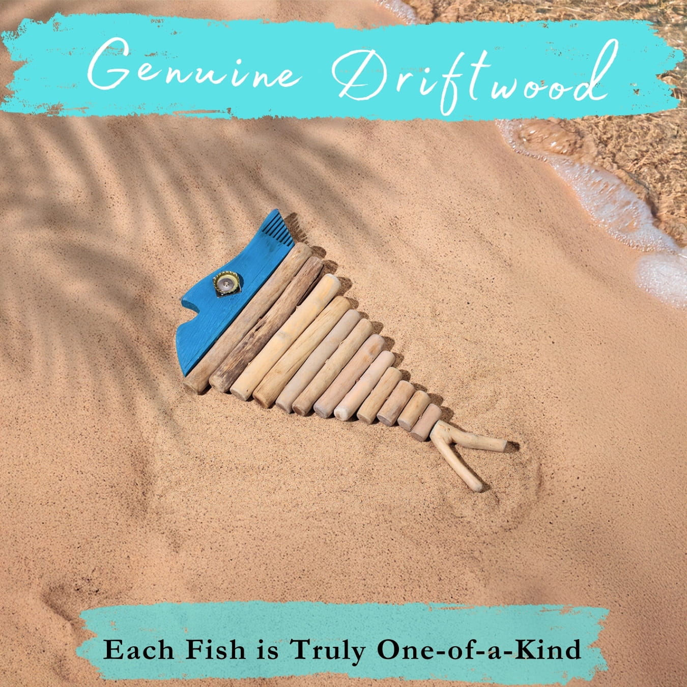 Handmade Driftwood Fish - BLU