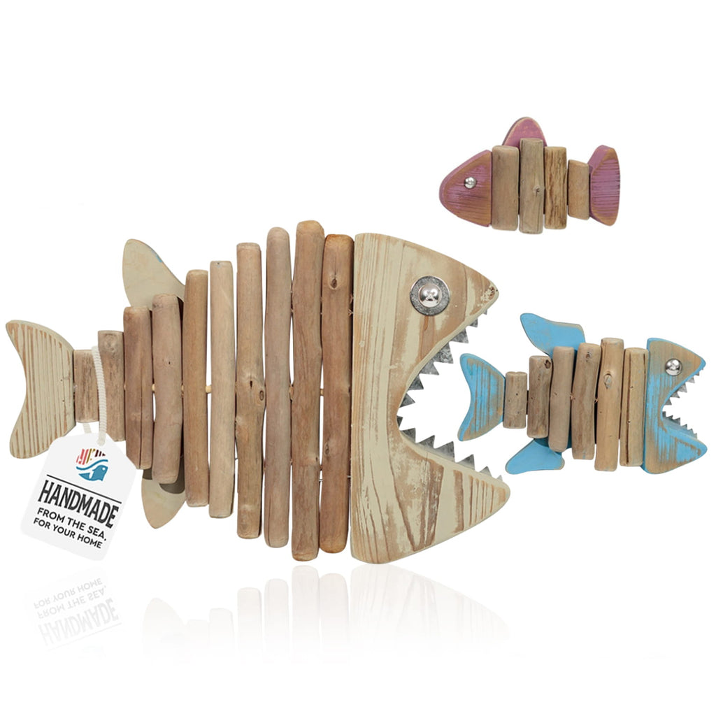 3-Piece Handmade Driftwood Fish - SKELLY