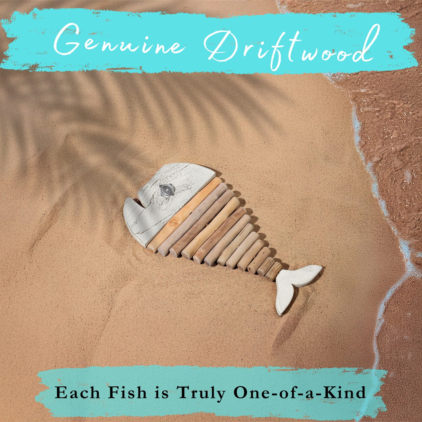 Handmade Driftwood Fish - CRYSTAL