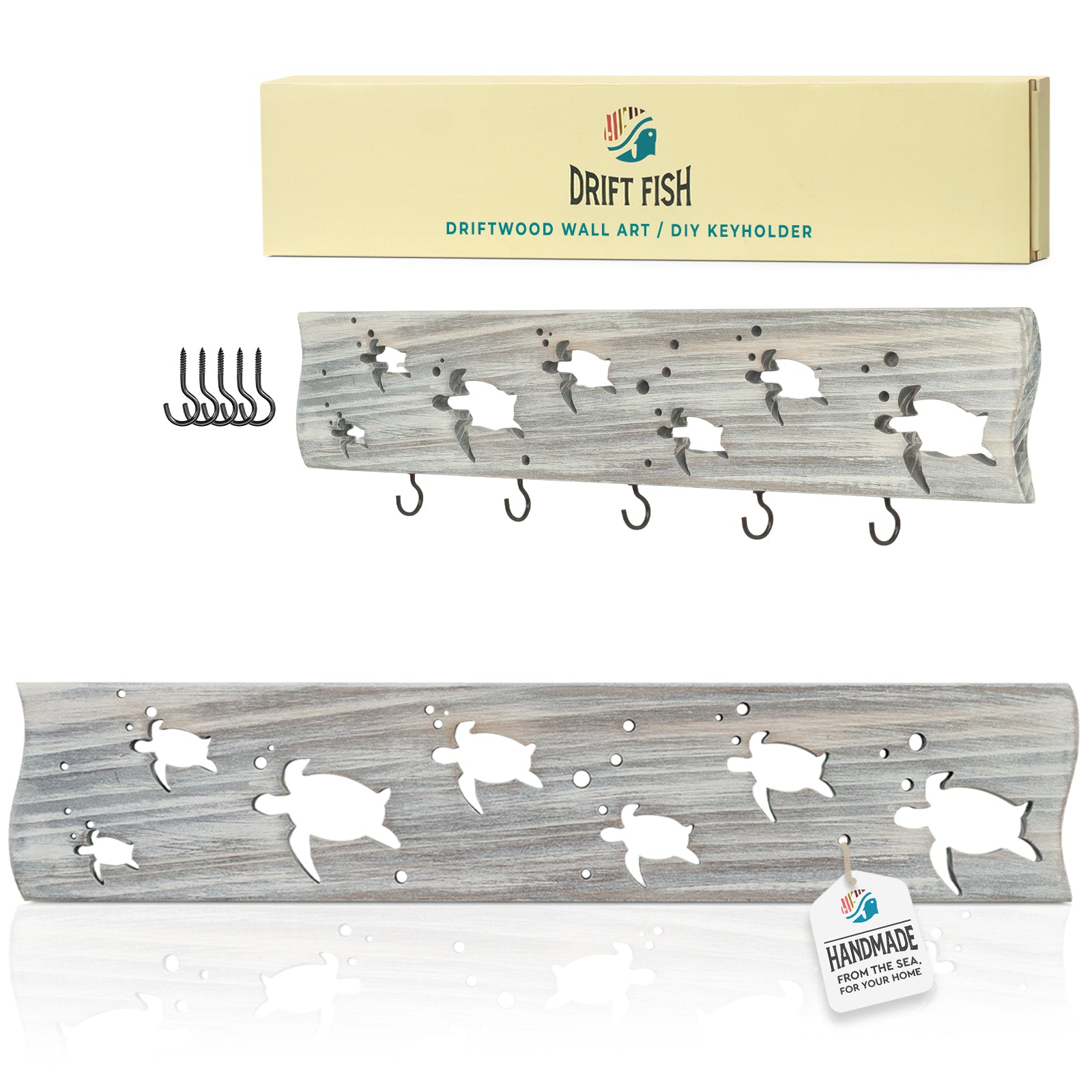 Driftwood Wall Board or Hook Rack - TURTLE MARCH